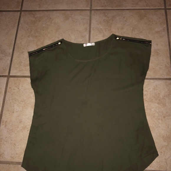 Olive green blouse with zipper detailing - Picture 1 of 4